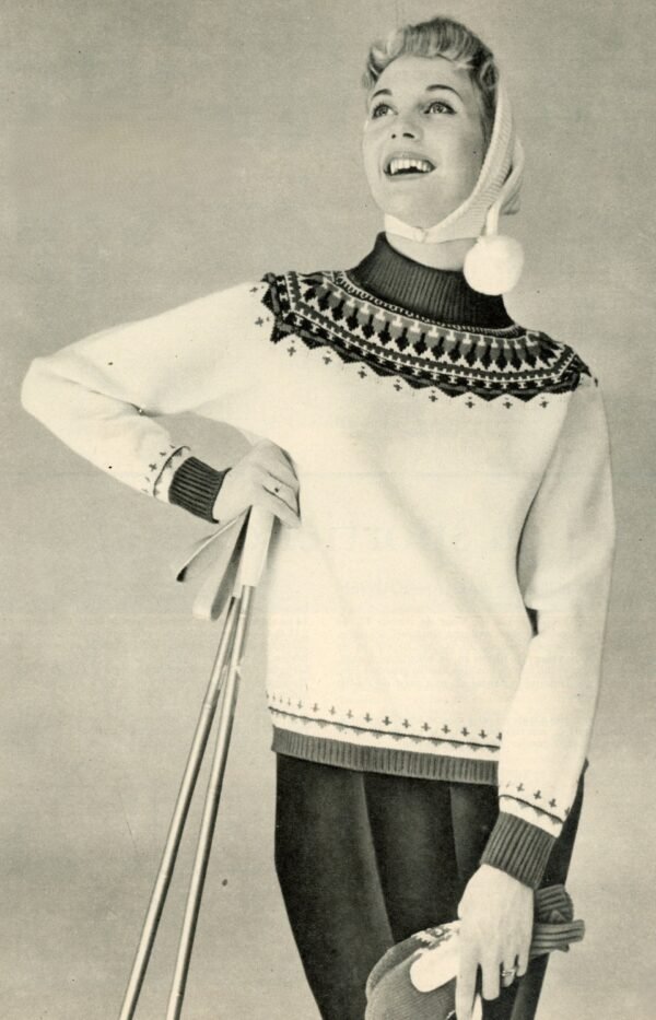 Damessporttrui met muts