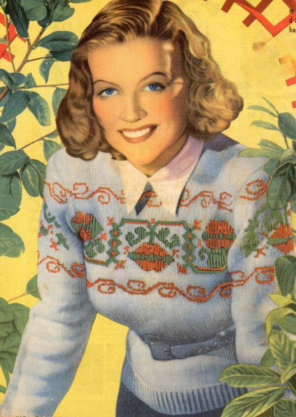 Foto 1 D40T039 Damespullover met motiefrand