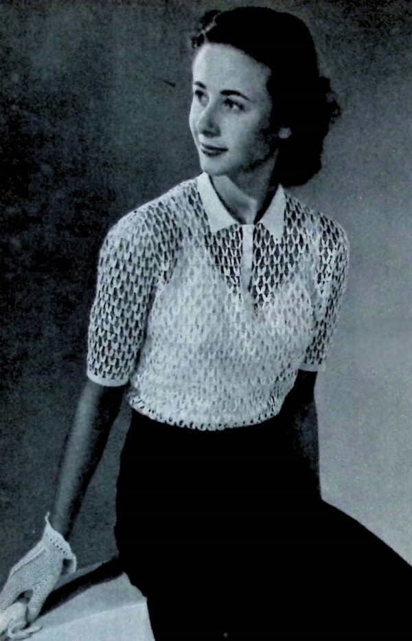 Foto D50H013 Gehaakte blouse in kantmotief