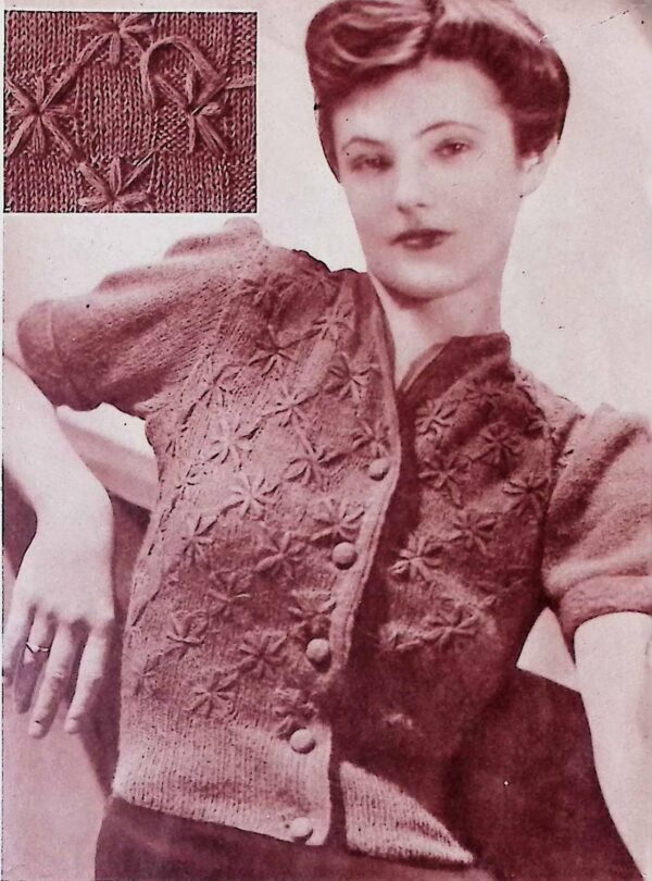 Foto D30V046 Damesvest met borduurwerk in een kleur