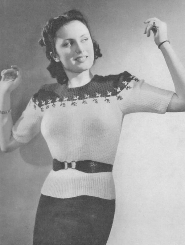 Foto 1 D40T201 Voorjaarsjumper met gekleurde pas