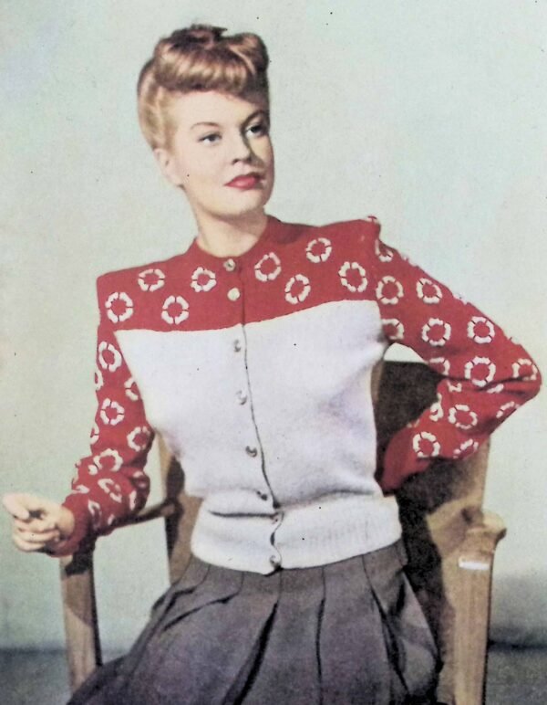 Foto 1 D40V057 Sportjakje in rood en beige