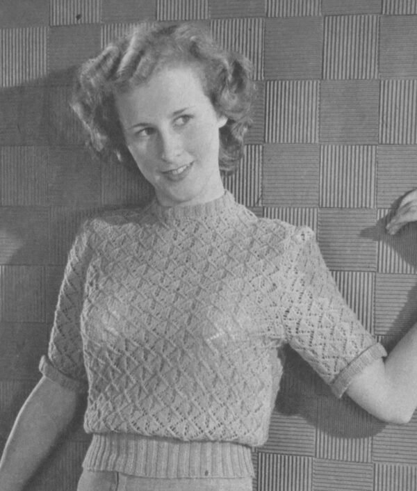 Foto 1 D50T103 Damesjumper in kantpatroon