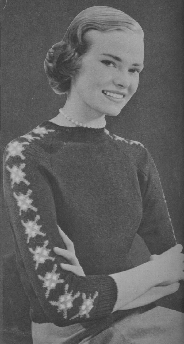 Foto 1 D50T284 Damesjumper met mouwmotieven