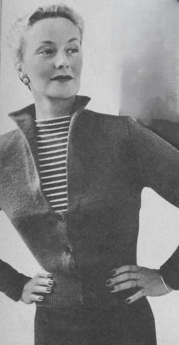 Damesvest met gestreepte jabot