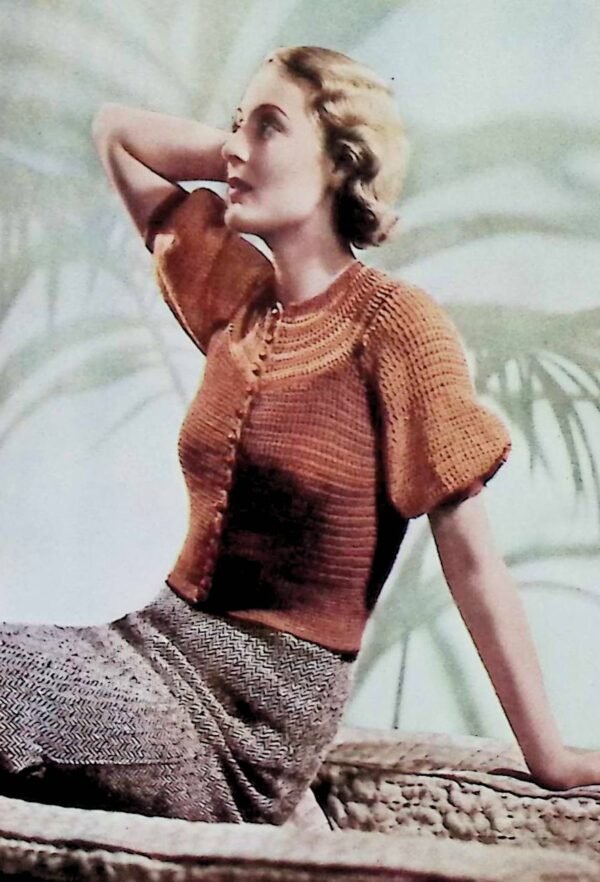 Foto D30H011 Damesjumper in Tunische haaksteek