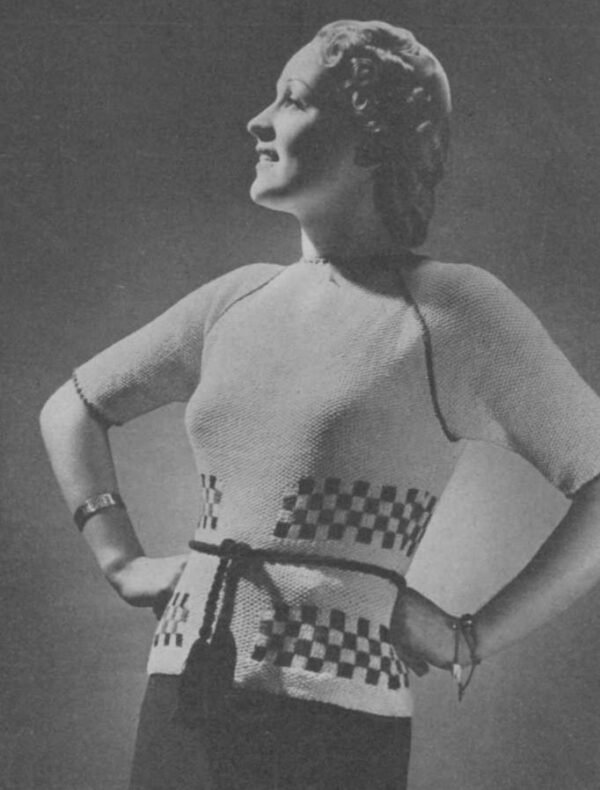 Foto D30T064 Damesjumper met blokgarnering