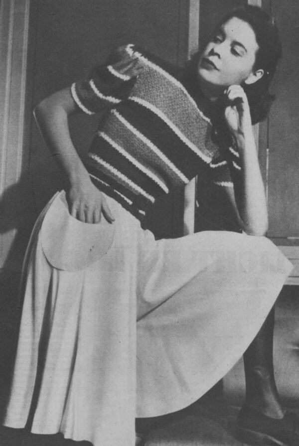 Foto D40H037 Gehaakte gestreepte damesjumper