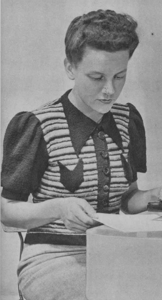 Foto D40V109 Damesvest met streepjes en kraagje