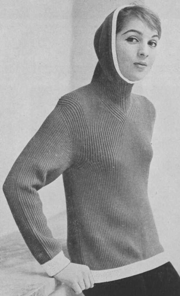 Damesjumper met aangebreide capuchon